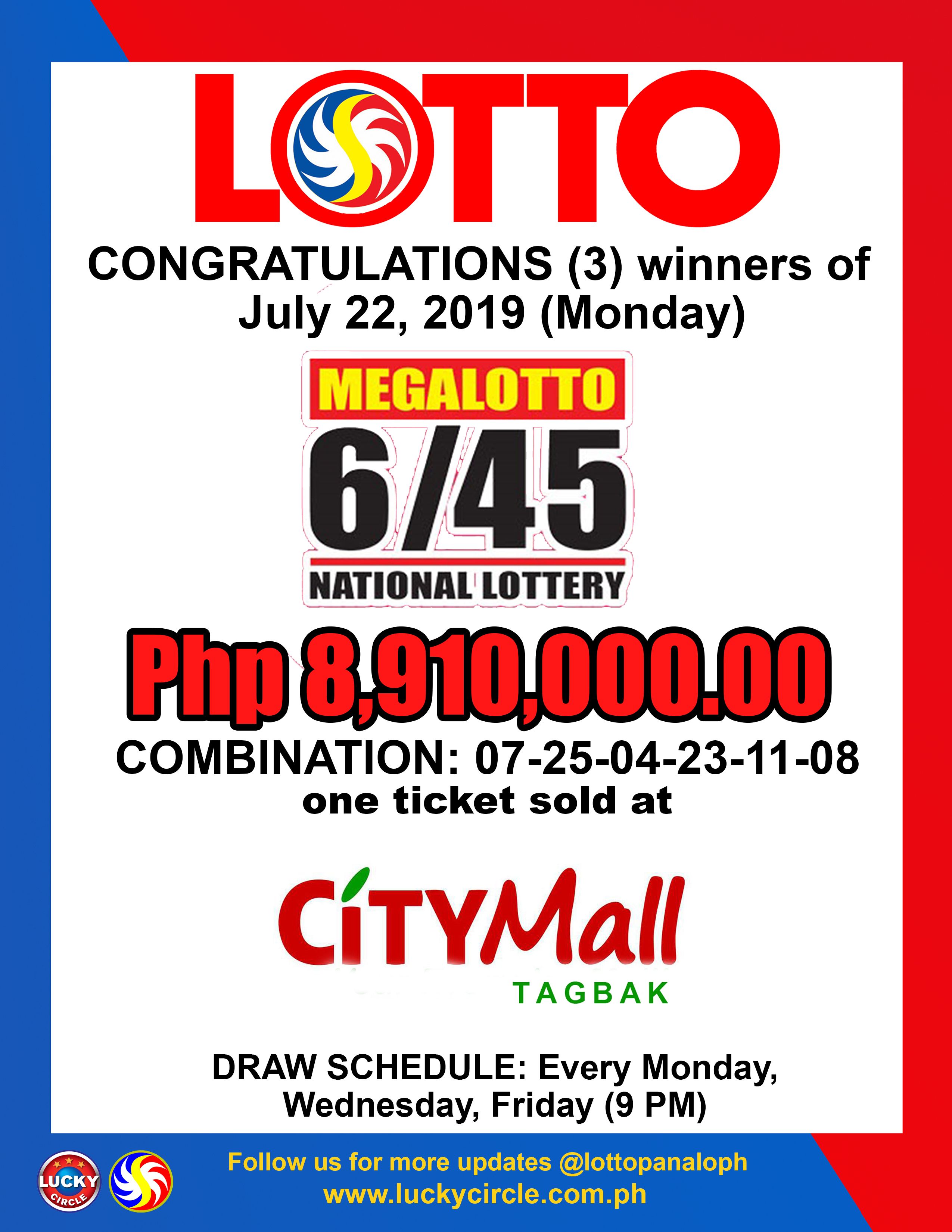 monday lotto schedule